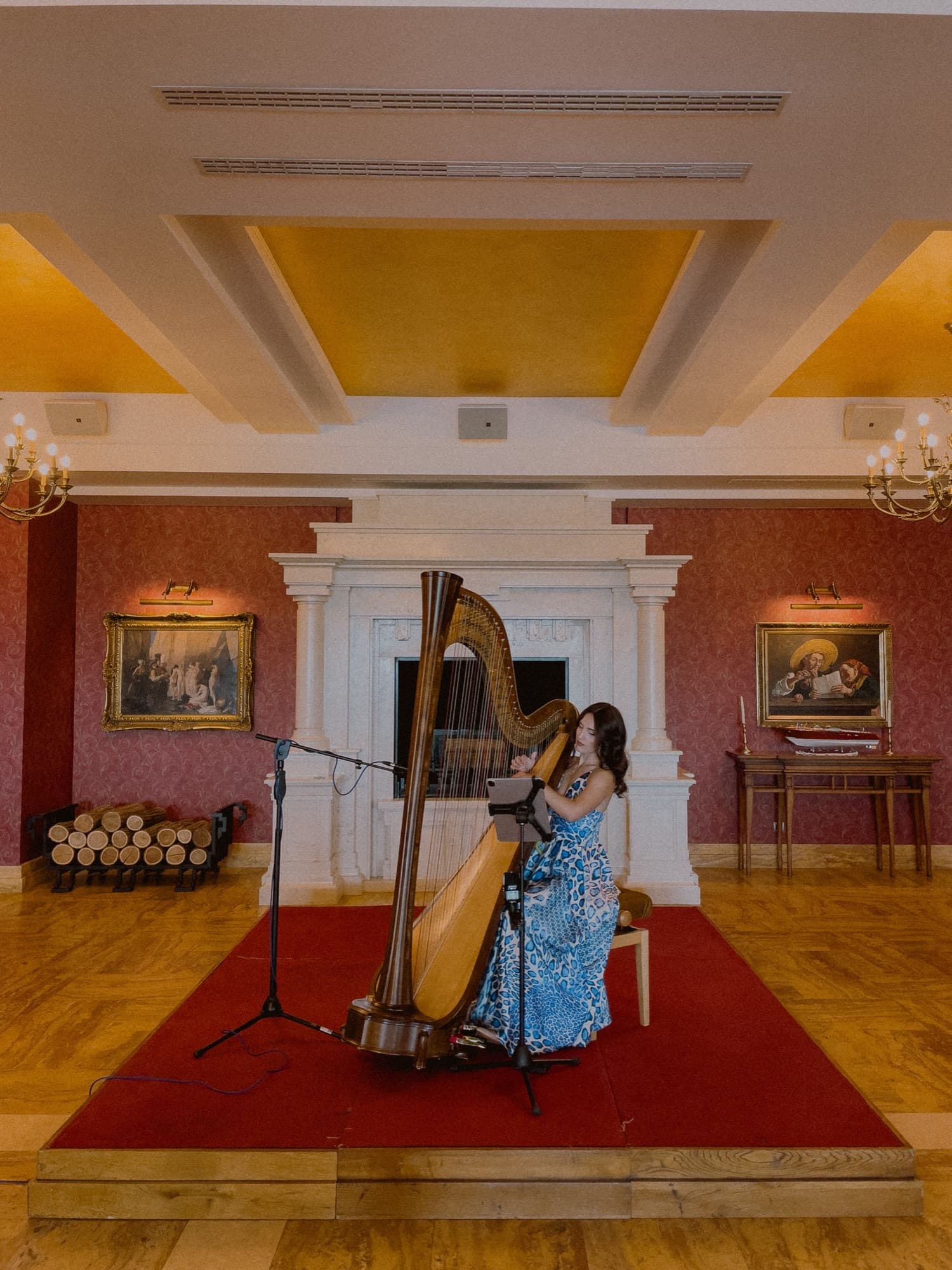 Irina performing in an ornate concert hall